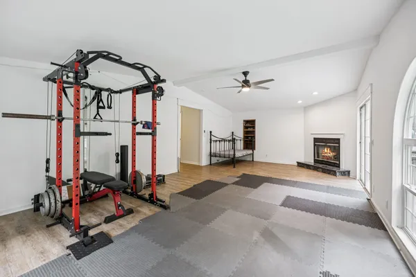 a view of a room with gym equipment