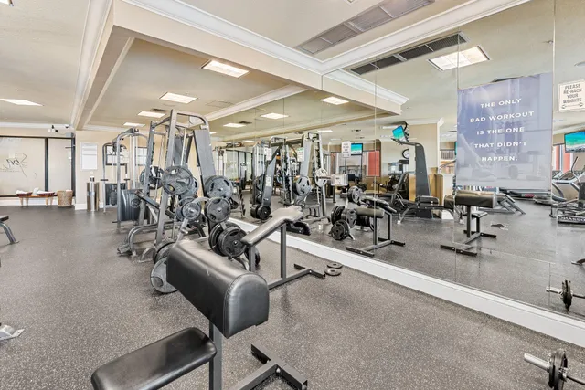 a view of a room with gym equipment