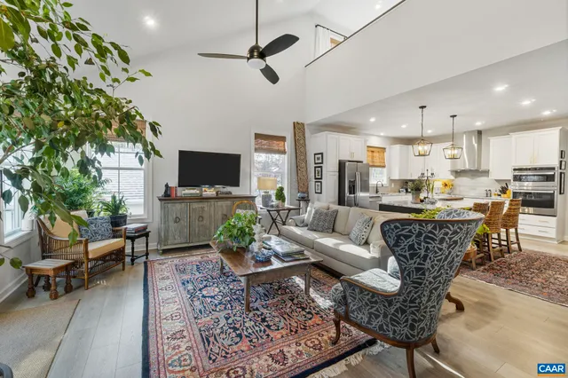 a living room with furniture potted plant and a flat screen tv