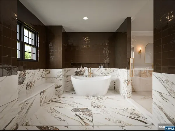 a view of a bathtub in a bathroom