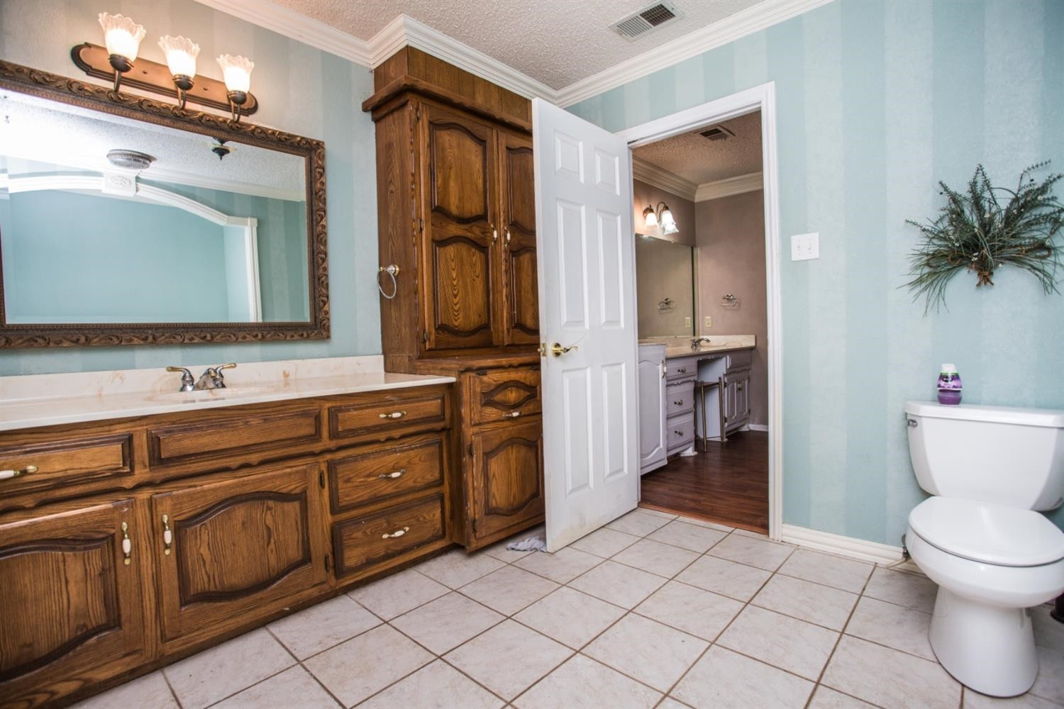 2118 Tech Drive Levelland, TX 79336 - Photo 23 of 42 a spacious bathroom with a toilet a sink and mirror