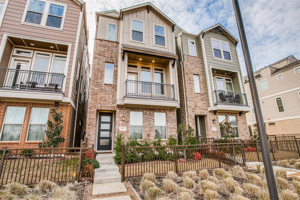 a front view of a brick building