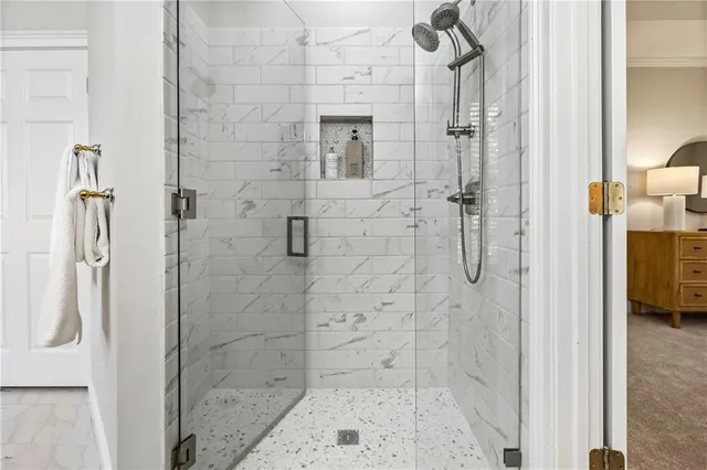 a bathroom with a shower