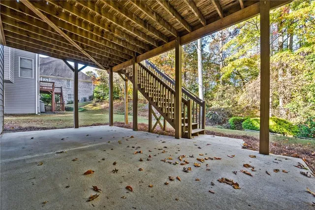 a view of a backyard of a house