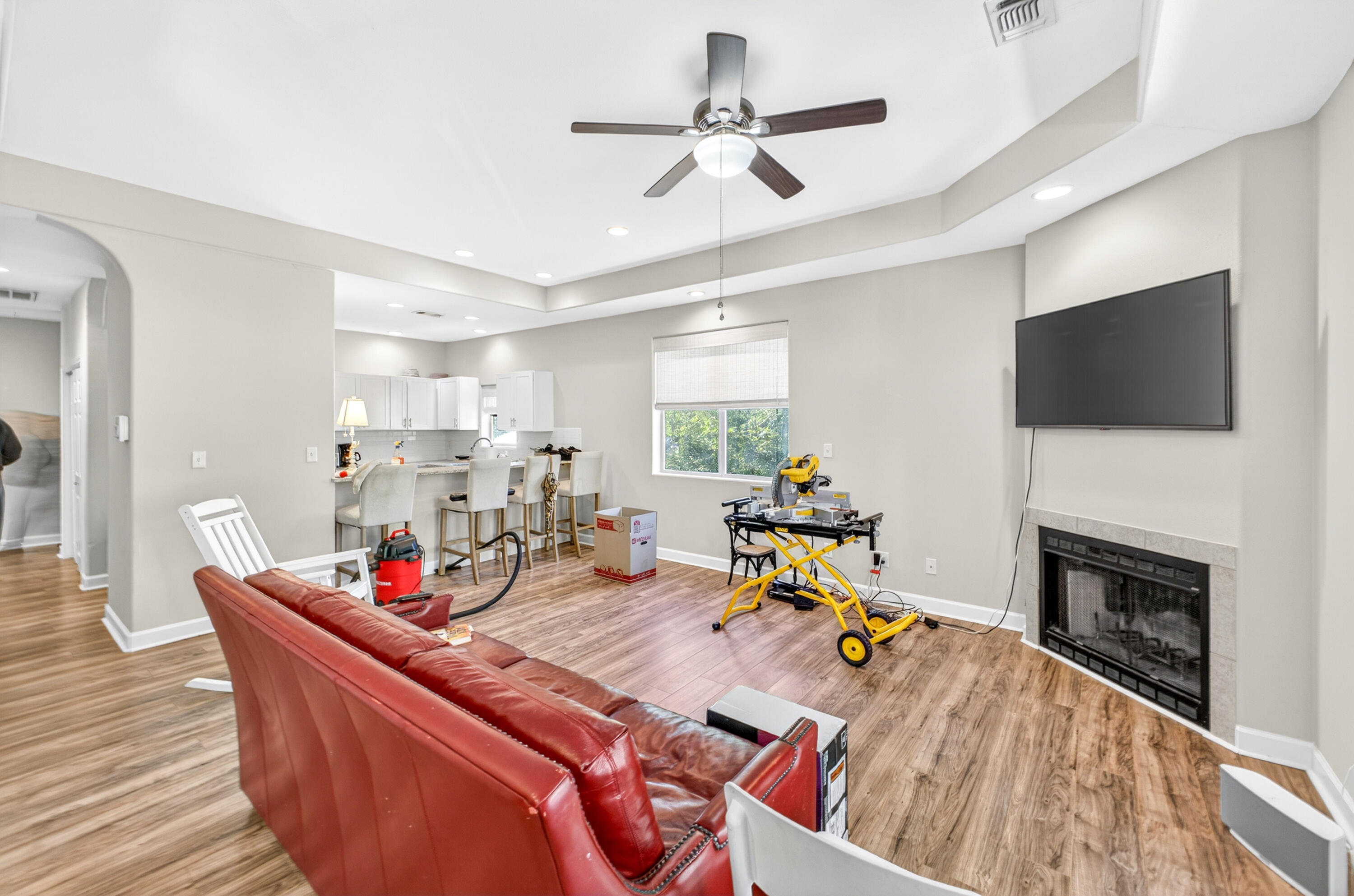 56 East Shallows Drive Santa Rosa Beach, FL 32459 - Photo 6 of 54 a living room with furniture fireplace and flat screen tv