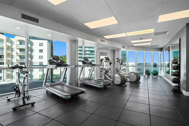 a view of a room with gym equipment