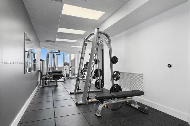 a view of a room with gym equipment