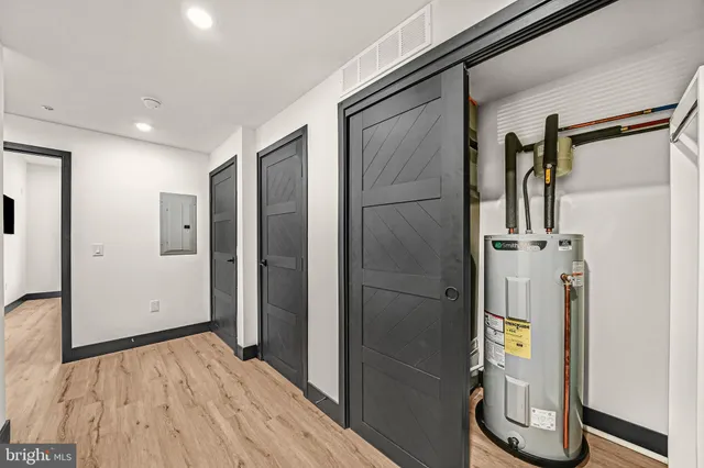 a bathroom with a mirror