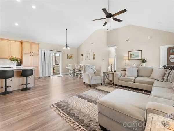 a living room with furniture