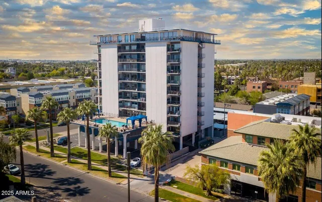 a view of a city with tall buildings