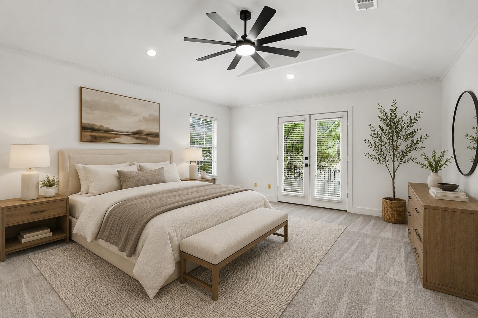 1470 Springrock Lane, Unit 6 Houston, TX 77055 - Photo 12 of 31 Oversized primary suite with vaulted ceilings located on the second floor. Virtually staged.