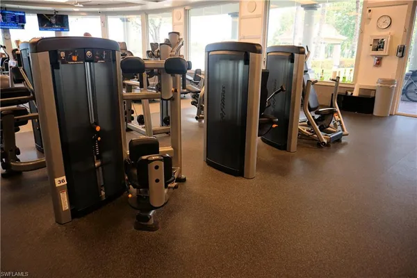 a view of a room with gym equipment