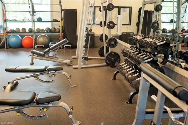 a room with gym equipment