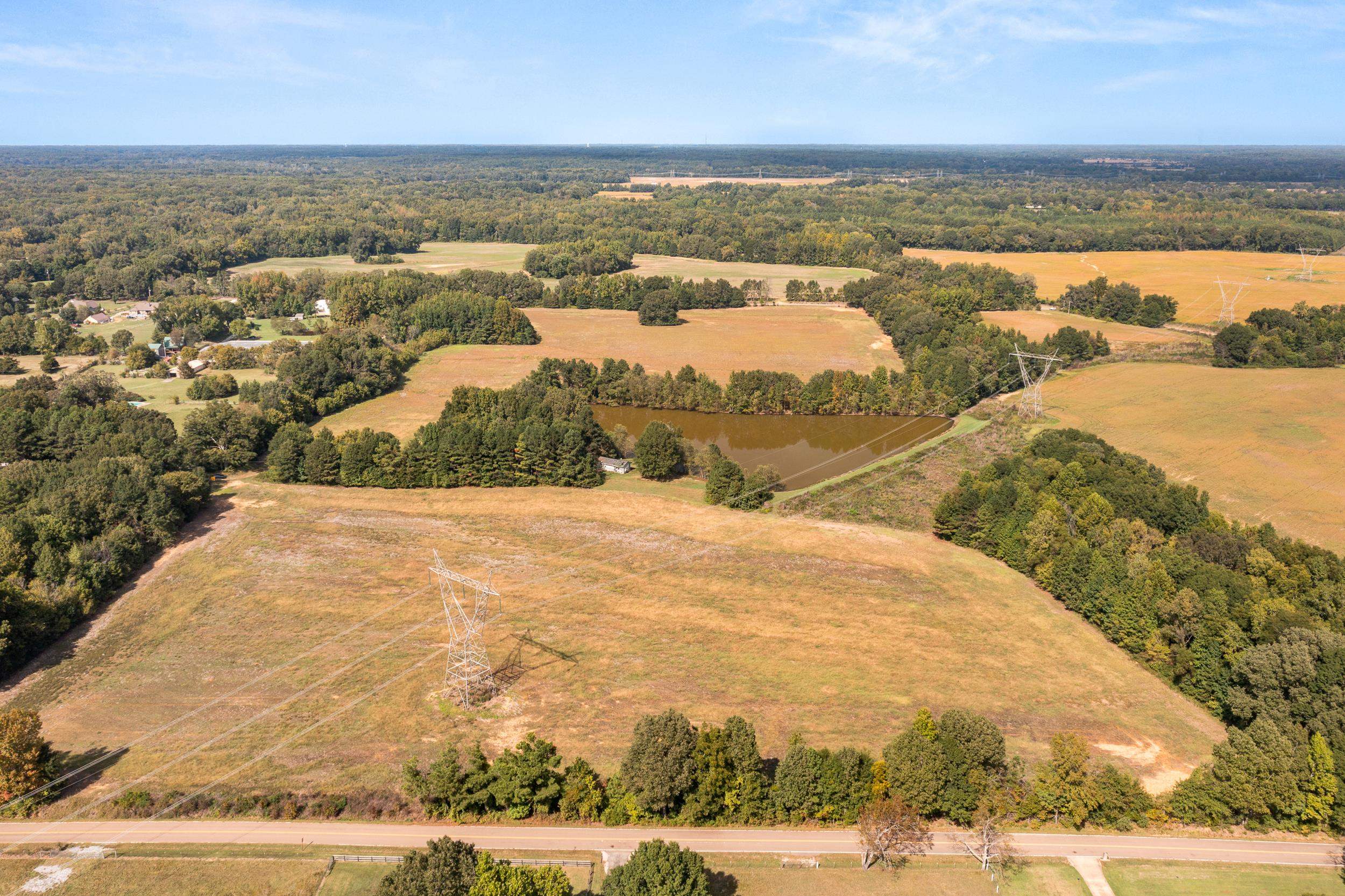 Aerial view of sparsely populated area