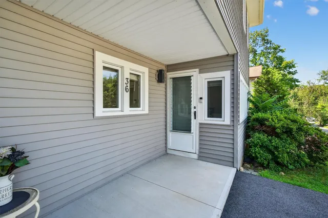 a view of small house with potted plants