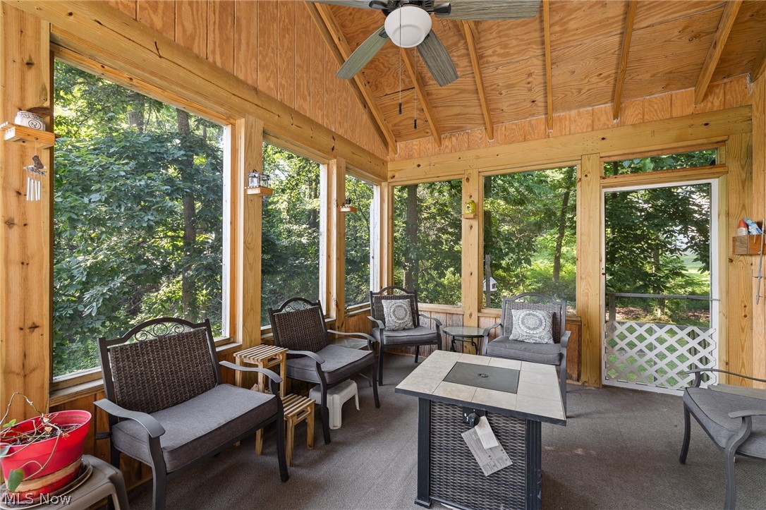 2335 South Funk Road Wooster, OH 44691 - Photo 12 of 47 Sunroom / solarium with ceiling fan and vaulted ceiling