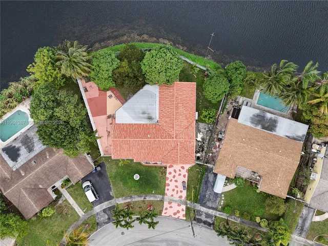an aerial view of a house