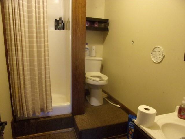 193 Monterey Road Rimersburg, PA 16248 - Photo 20 of 27 a bathroom with a sink a toilet and shower curtain