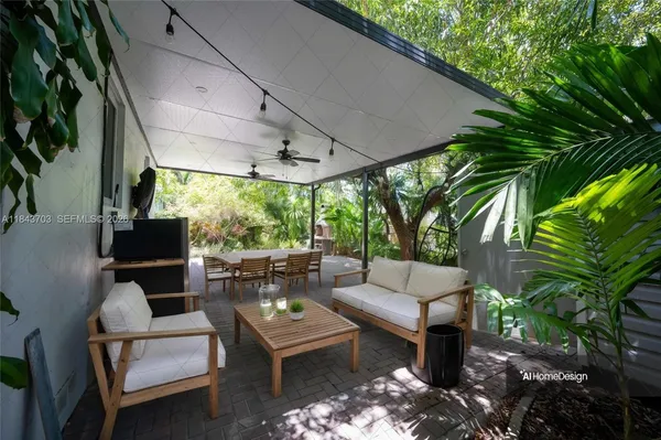 a outdoor living space with furniture