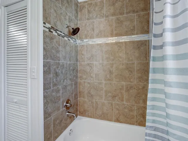 a bathroom with a bathtub