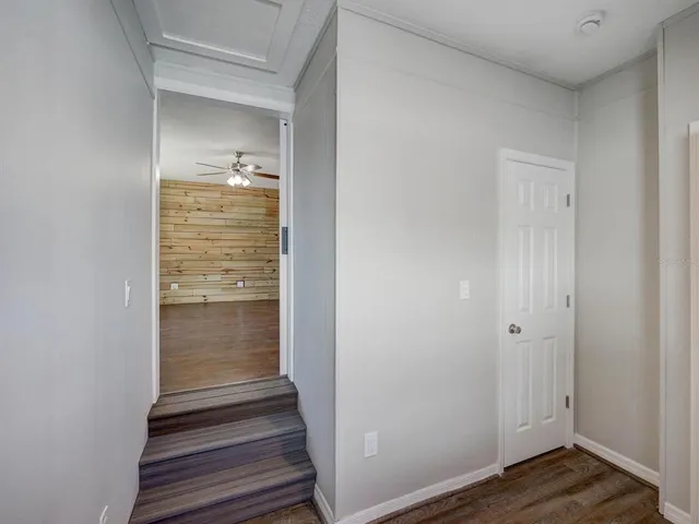 a view of an empty walk in closet