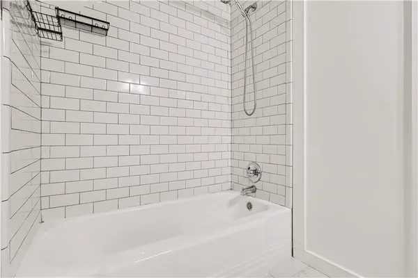 a bathroom with a bathtub