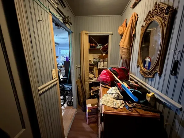 a close view of walk in closet