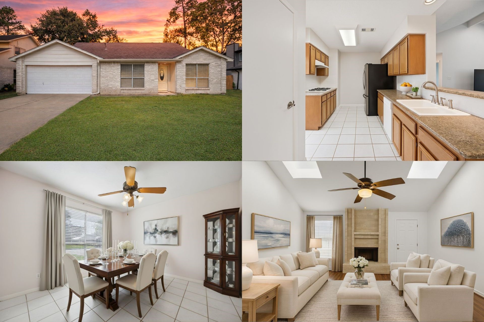 a view of a patio with couches and table and chairs with wooden fence