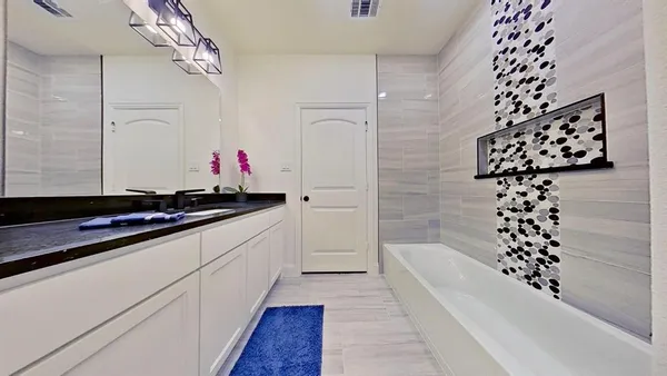 a view of an empty room with empty racks