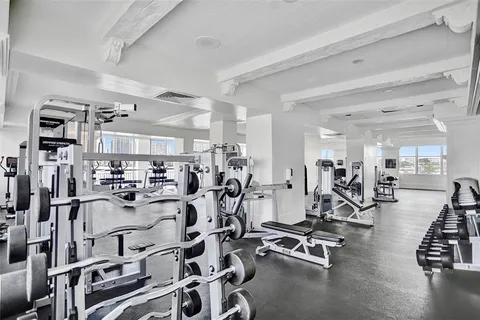 a view of a room with gym equipment
