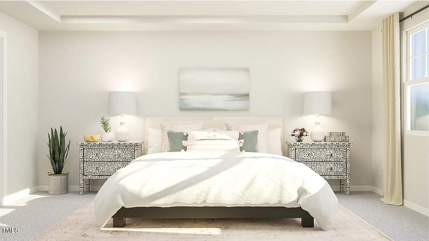 1346 Rosepine Drive Cary, NC 27519 - Photo 17 of 28 a bedroom with a bed and a lamp