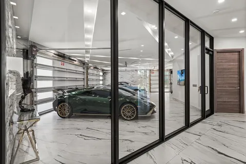 a living room with a couch and a table