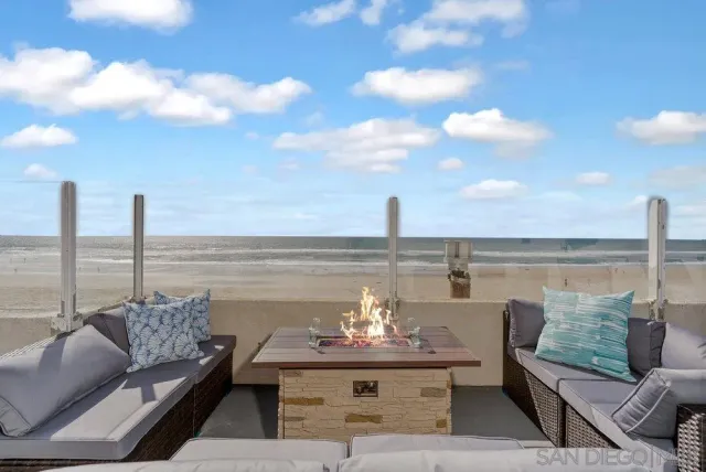 a view of a terrace with couches