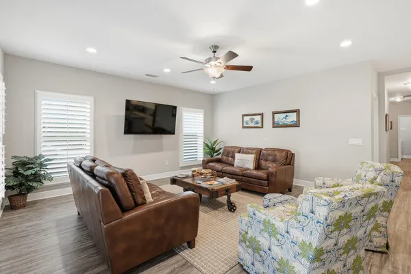 a living room with furniture