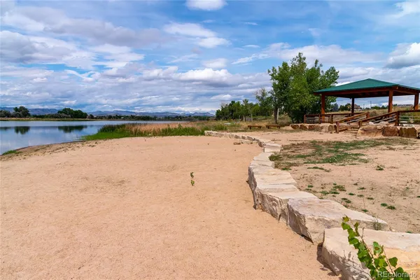 a view of a lake with outdoor space