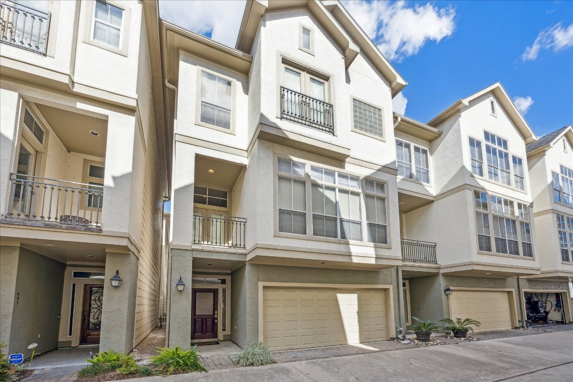 a front view of a multi story building