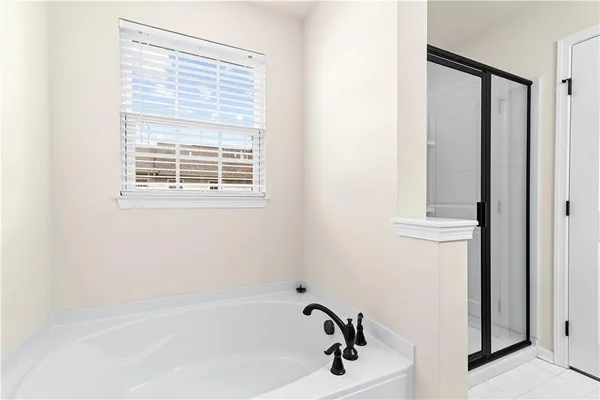 a bathroom with a bathtub