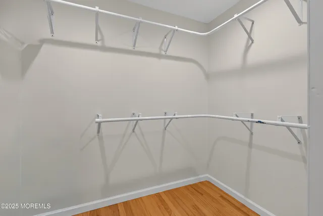 a view of a room with racks on the wall