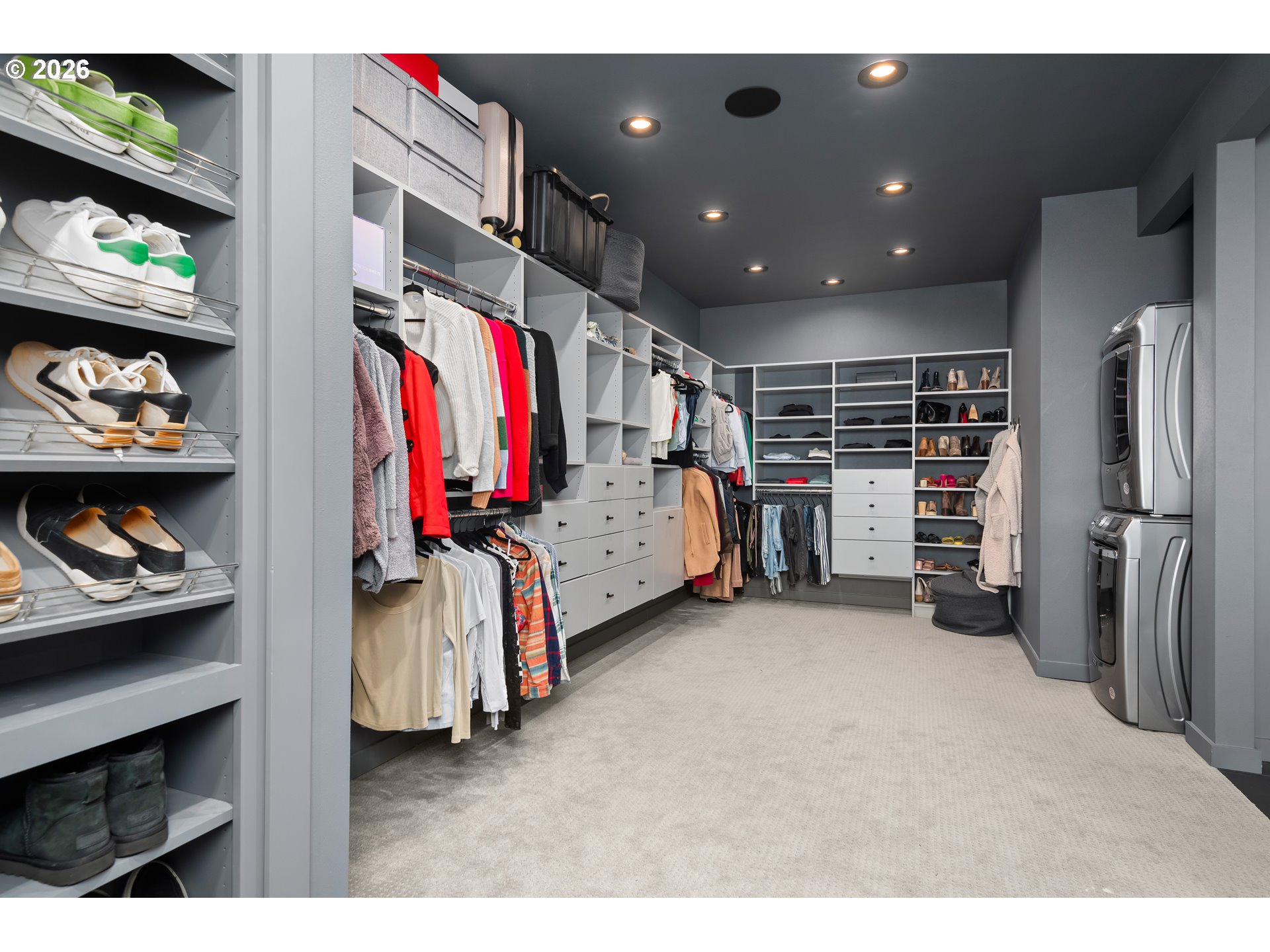 85168 Strayer Place Eugene, OR 97405 - Photo 29 of 33 a view of walk in closet with clothes and shoes
