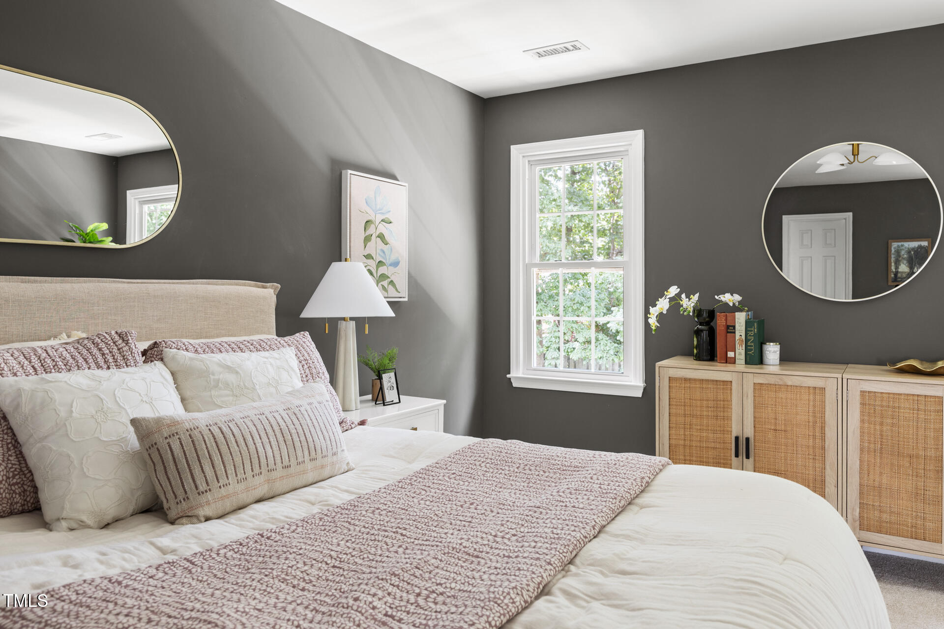 16 Cedar Hill Drive Durham, NC 27713 - Photo 24 of 35 a bedroom with a bed mirror and window