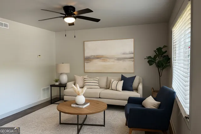 a living room with furniture