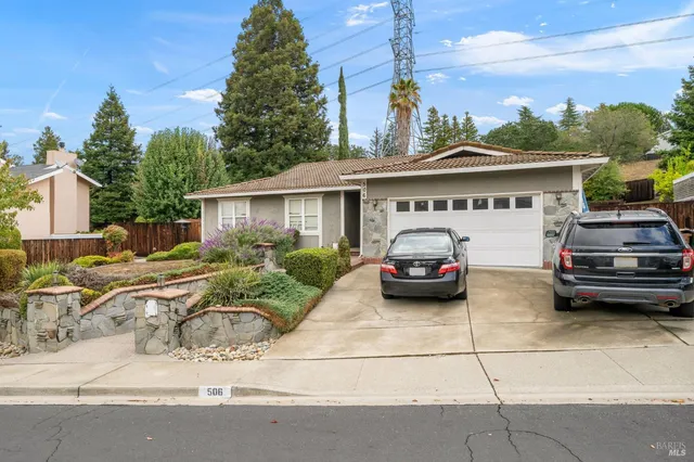 a view of a car parked in front of a house
