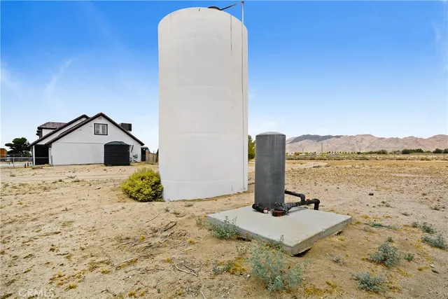 a view of a water with a mountain view