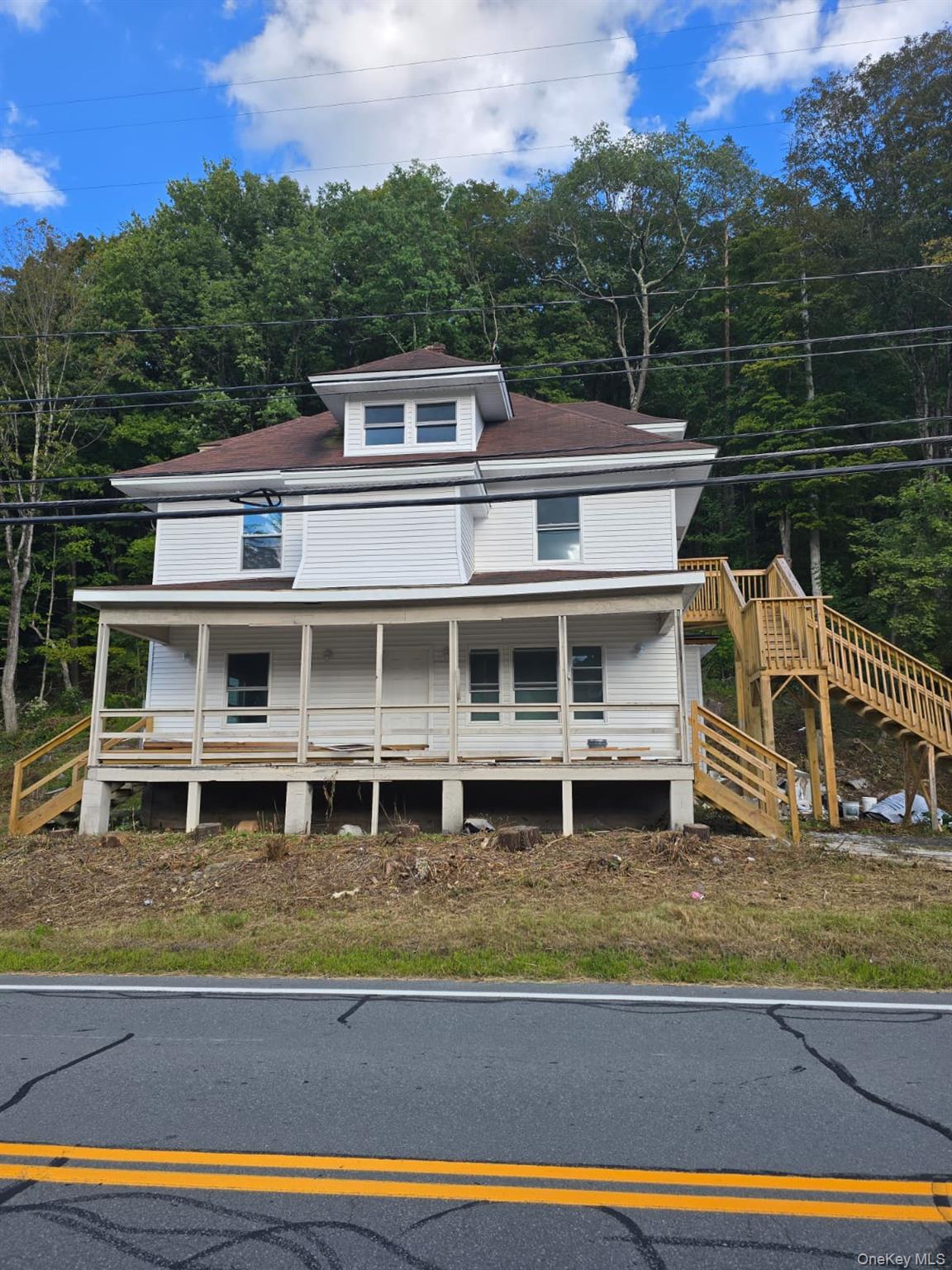 a view of a house with a balcony