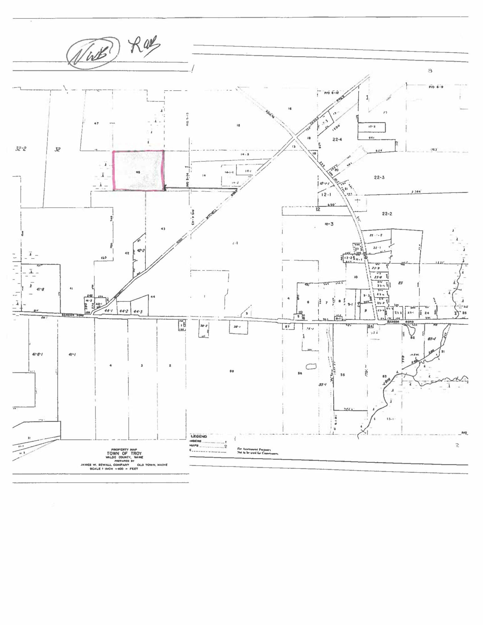 Lot 45 Mitchel Road Troy, ME 04987 - Photo 1 of 1 Lot 45 Troy Maine-Map showing the Right