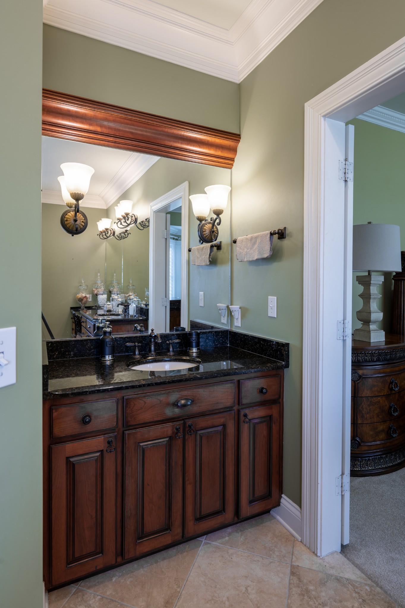 4335 North Chapel Road Franklin, TN 37067 - Photo 27 of 55 a bathroom with a granite countertop sink and a mirror