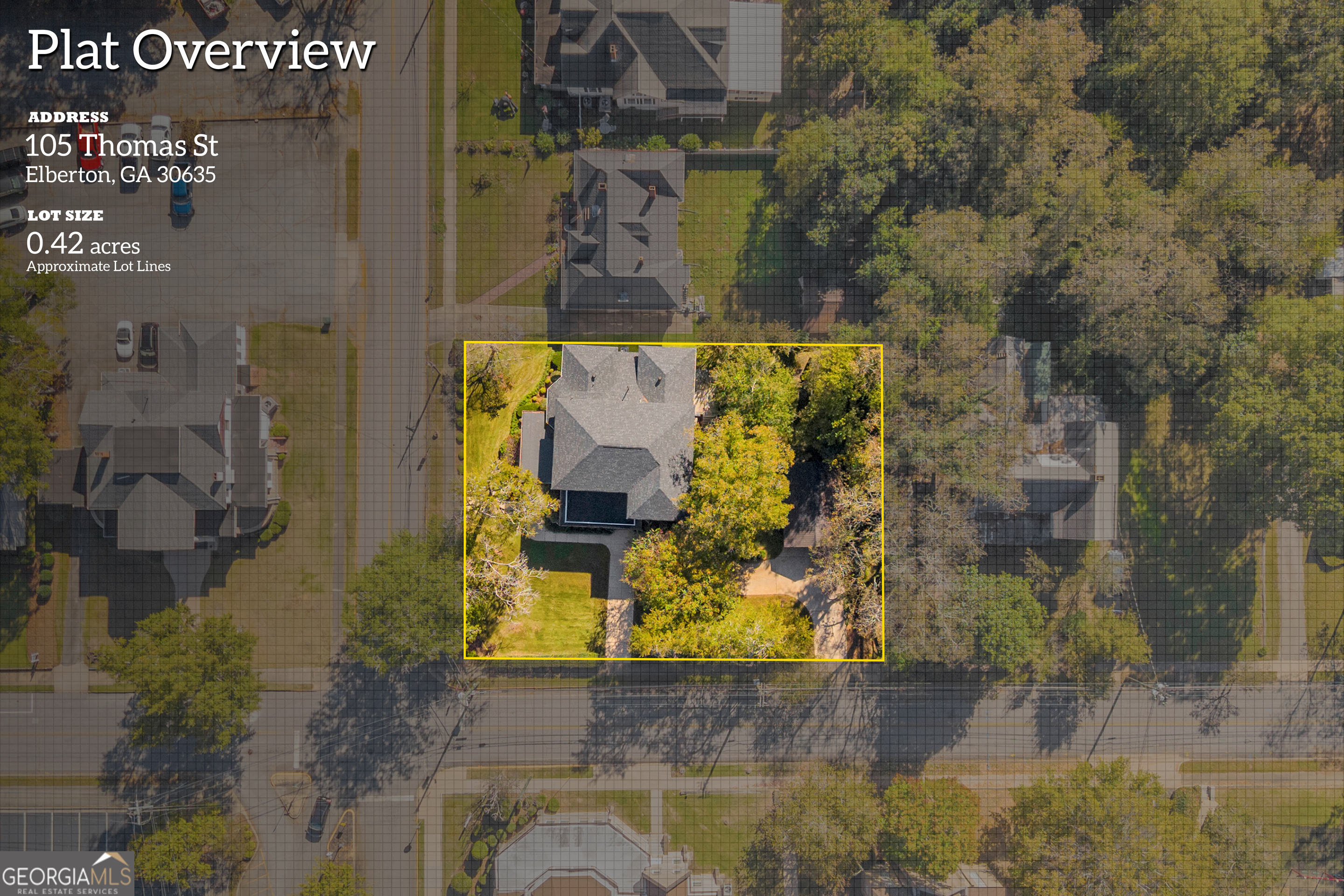 105 South Thomas Street Elberton, GA 30635 - Photo 53 of 57 an aerial view of residential houses with outdoor space