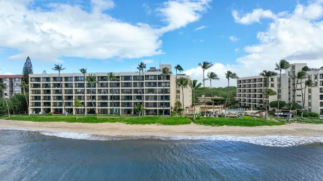a view of a building with a garden