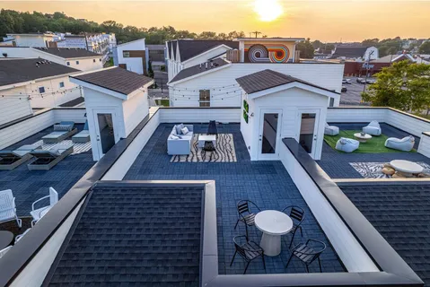 a view of a city with tall buildings