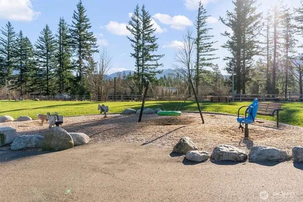 a view of a park with slide